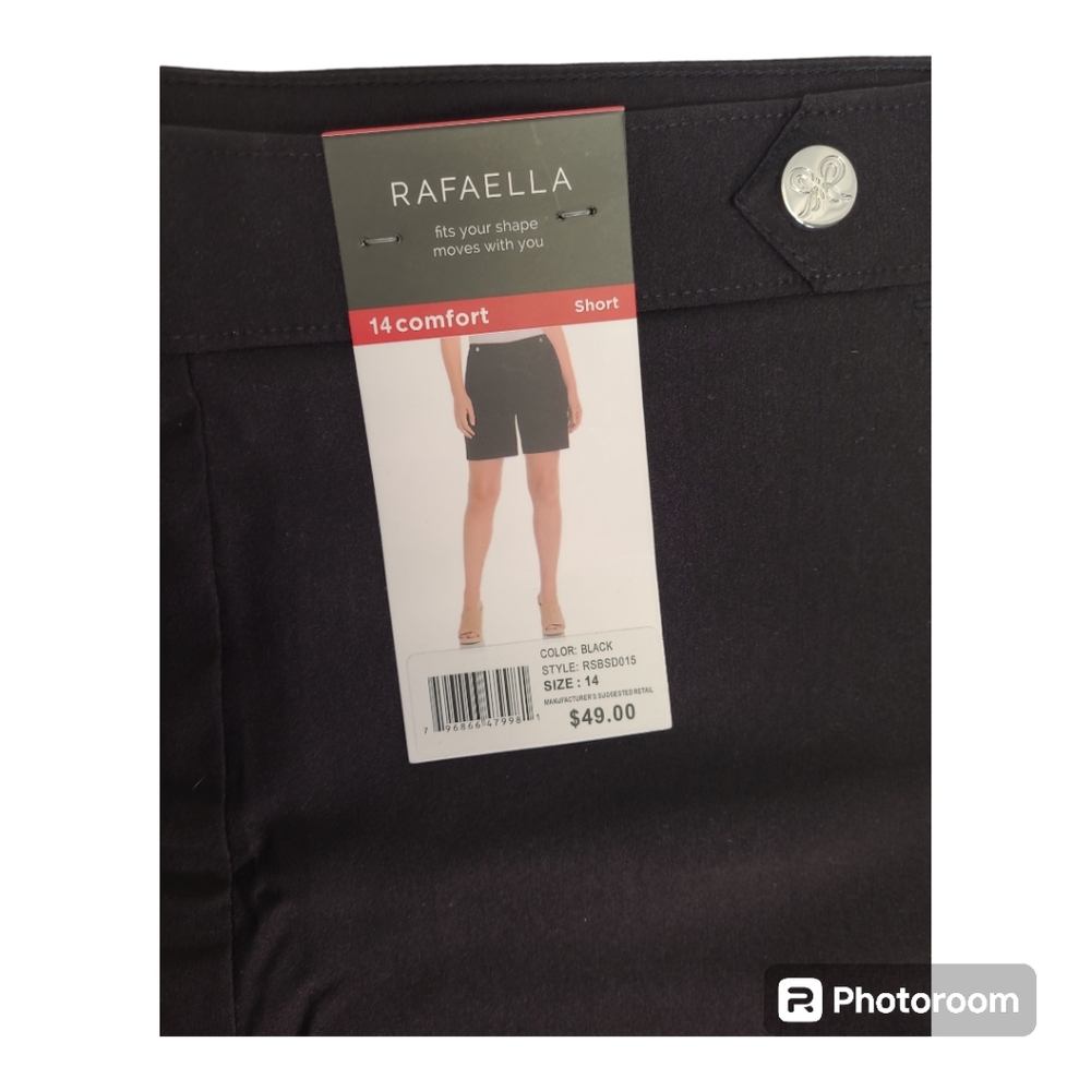 Rafaella Ladies Stretch Bermuda Black Shorts Size 14 New - Picture 5 of 11